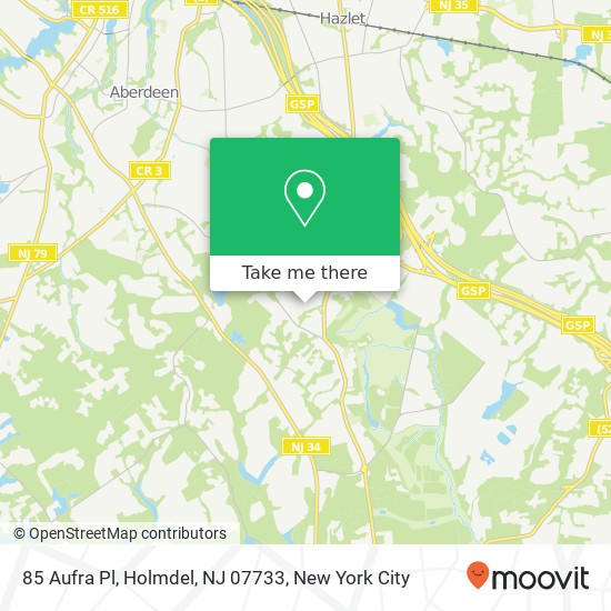 Mapa de 85 Aufra Pl, Holmdel, NJ 07733