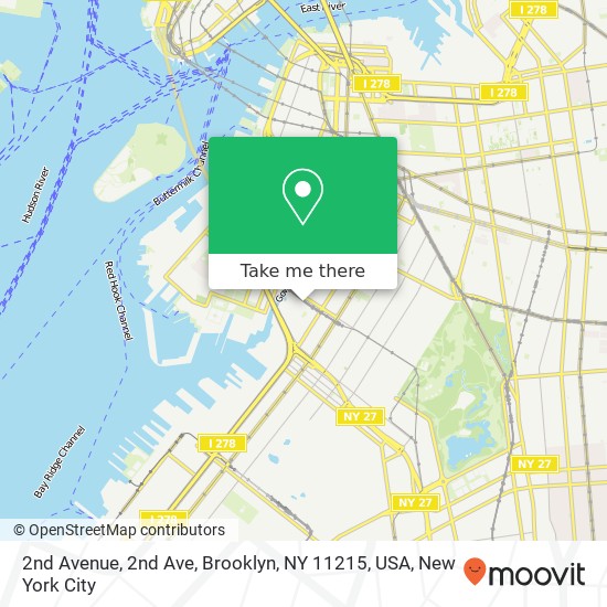 Mapa de 2nd Avenue, 2nd Ave, Brooklyn, NY 11215, USA