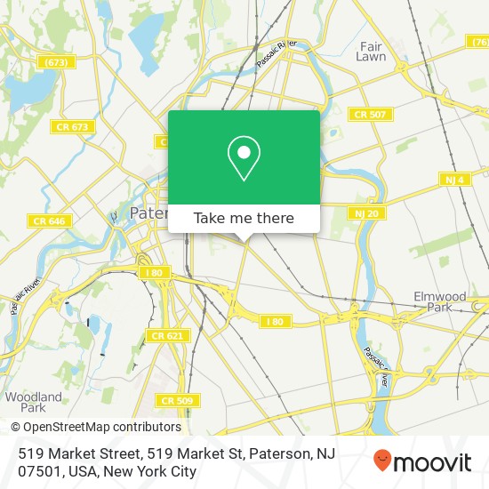 Mapa de 519 Market Street, 519 Market St, Paterson, NJ 07501, USA