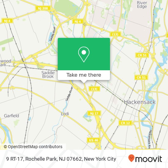 Mapa de 9 RT-17, Rochelle Park, NJ 07662