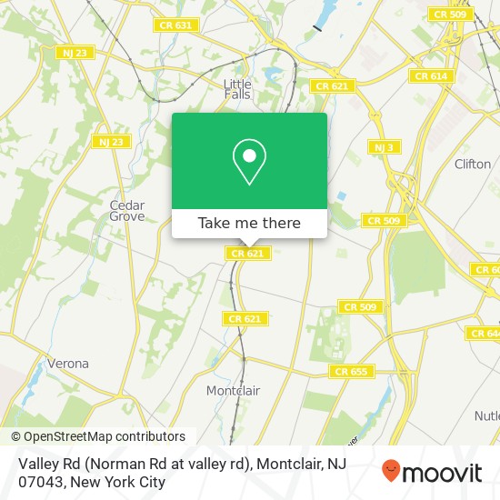 Mapa de Valley Rd (Norman Rd at valley rd), Montclair, NJ 07043