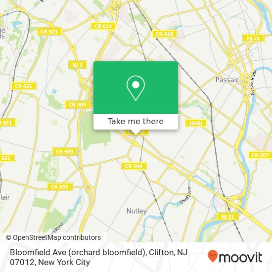 Mapa de Bloomfield Ave (orchard bloomfield), Clifton, NJ 07012