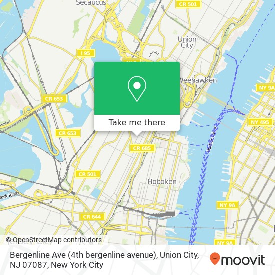 Mapa de Bergenline Ave (4th bergenline avenue), Union City, NJ 07087