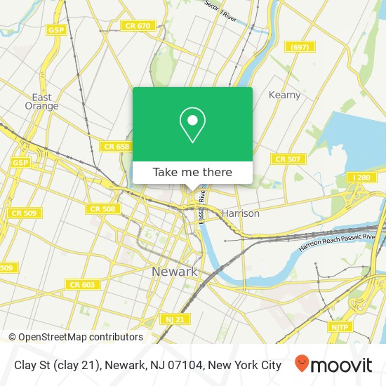 Mapa de Clay St (clay 21), Newark, NJ 07104