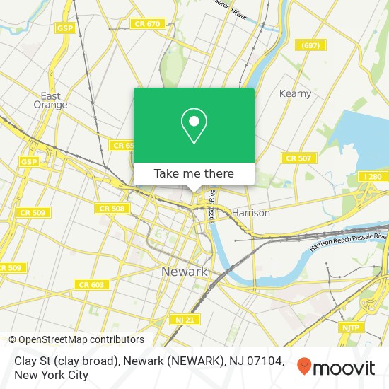 Mapa de Clay St (clay broad), Newark (NEWARK), NJ 07104