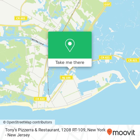 Mapa de Tony's Pizzerra & Restaurant, 1208 RT-109