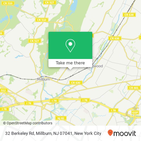 Mapa de 32 Berkeley Rd, Millburn, NJ 07041