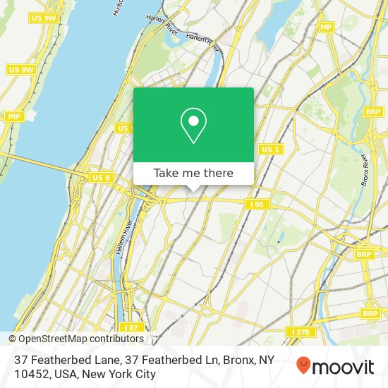 Mapa de 37 Featherbed Lane, 37 Featherbed Ln, Bronx, NY 10452, USA