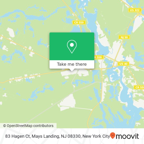 Mapa de 83 Hagen Ct, Mays Landing, NJ 08330