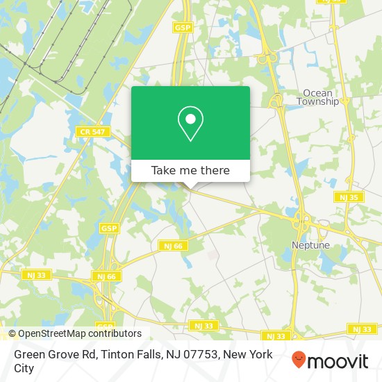 Mapa de Green Grove Rd, Tinton Falls, NJ 07753