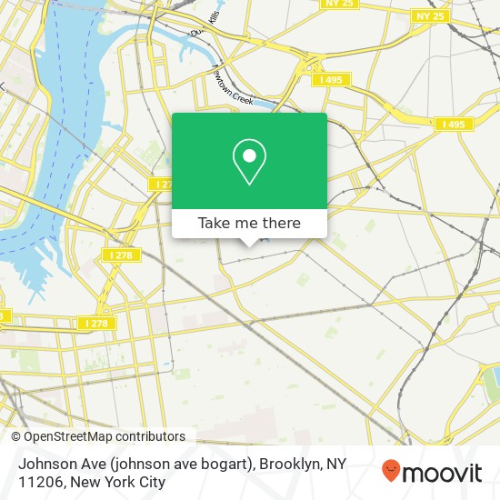 Mapa de Johnson Ave (johnson ave bogart), Brooklyn, NY 11206