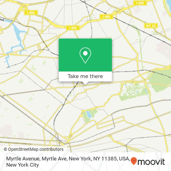 Mapa de Myrtle Avenue, Myrtle Ave, New York, NY 11385, USA