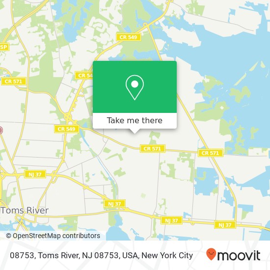 Mapa de 08753, Toms River, NJ 08753, USA