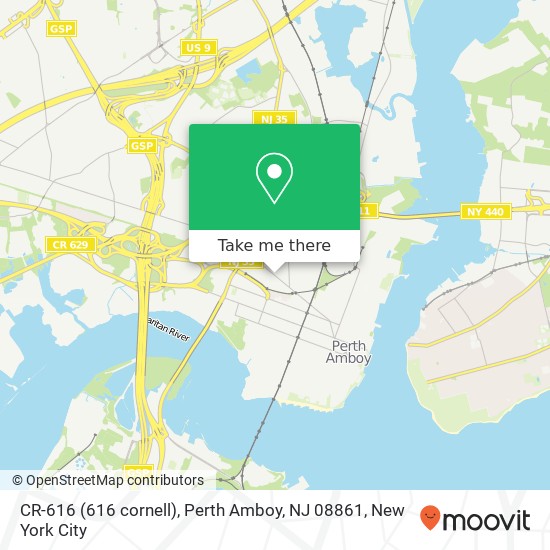 Mapa de CR-616 (616 cornell), Perth Amboy, NJ 08861