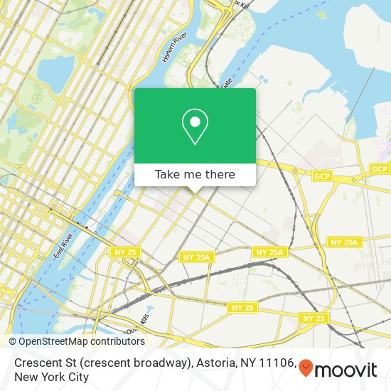 Mapa de Crescent St (crescent broadway), Astoria, NY 11106