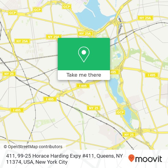 Mapa de 411, 99-25 Horace Harding Expy #411, Queens, NY 11374, USA