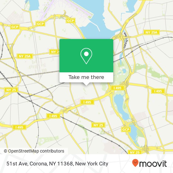 Mapa de 51st Ave, Corona, NY 11368