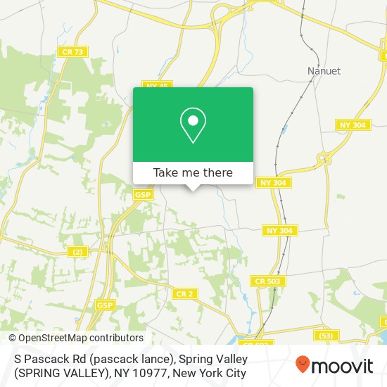 Mapa de S Pascack Rd (pascack lance), Spring Valley (SPRING VALLEY), NY 10977