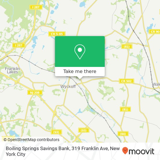 Mapa de Boiling Springs Savings Bank, 319 Franklin Ave