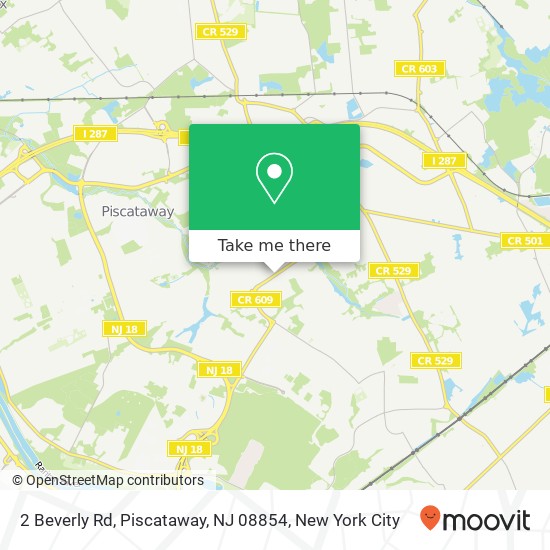 Mapa de 2 Beverly Rd, Piscataway, NJ 08854