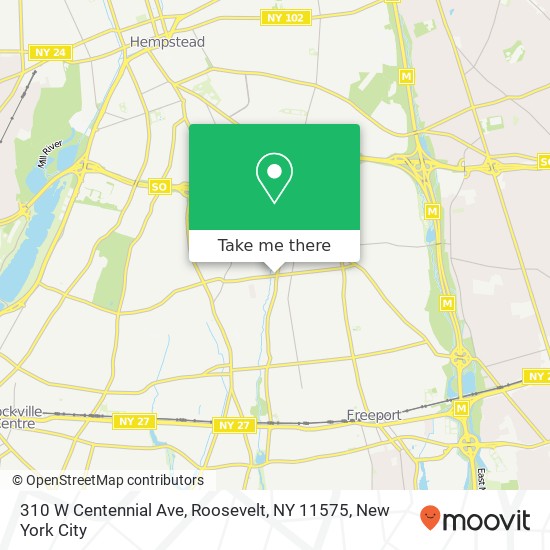 Mapa de 310 W Centennial Ave, Roosevelt, NY 11575