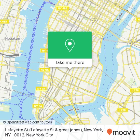 Lafayette St (Lafayette St & great jones), New York, NY 10012 map