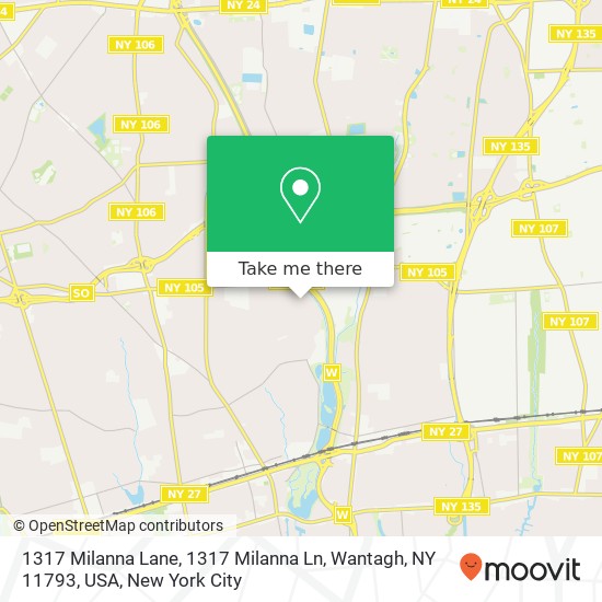 Mapa de 1317 Milanna Lane, 1317 Milanna Ln, Wantagh, NY 11793, USA
