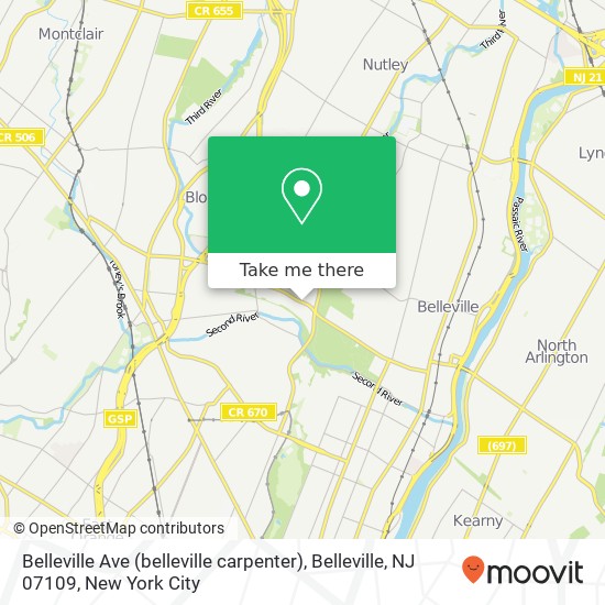 Mapa de Belleville Ave (belleville carpenter), Belleville, NJ 07109