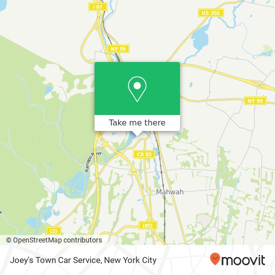 Joey's Town Car Service map