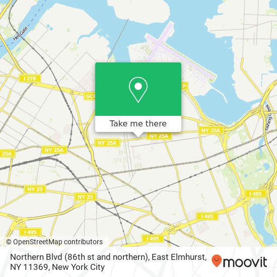 Mapa de Northern Blvd (86th st and northern), East Elmhurst, NY 11369