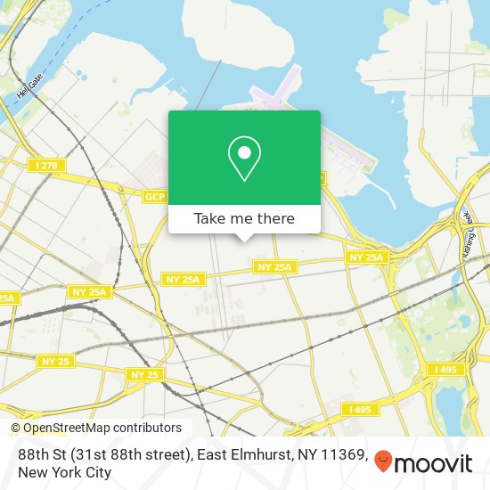 Mapa de 88th St (31st 88th street), East Elmhurst, NY 11369