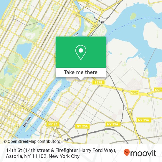Mapa de 14th St (14th street & Firefighter Harry Ford Way), Astoria, NY 11102