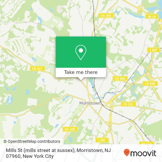Mills St (mills street at sussex), Morristown, NJ 07960 map