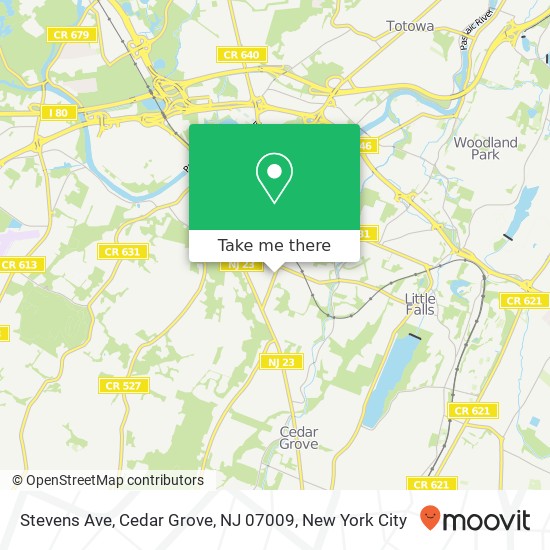 Mapa de Stevens Ave, Cedar Grove, NJ 07009