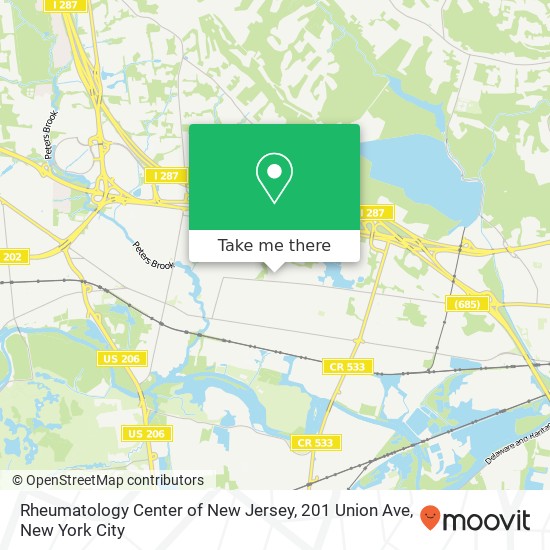 Mapa de Rheumatology Center of New Jersey, 201 Union Ave