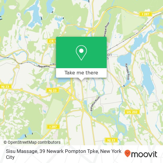 Mapa de Sisu Massage, 39 Newark Pompton Tpke