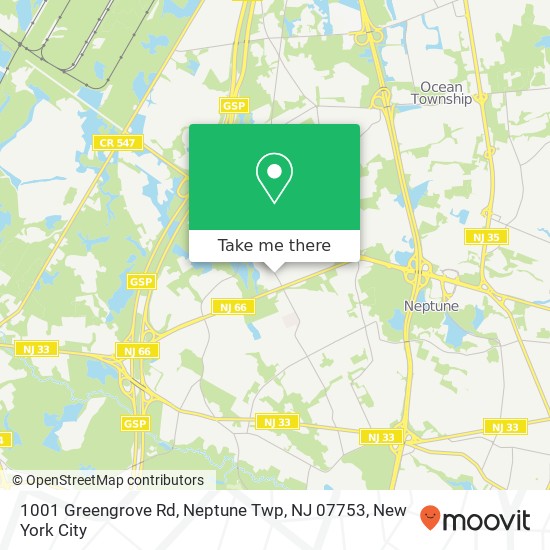 Mapa de 1001 Greengrove Rd, Neptune Twp, NJ 07753