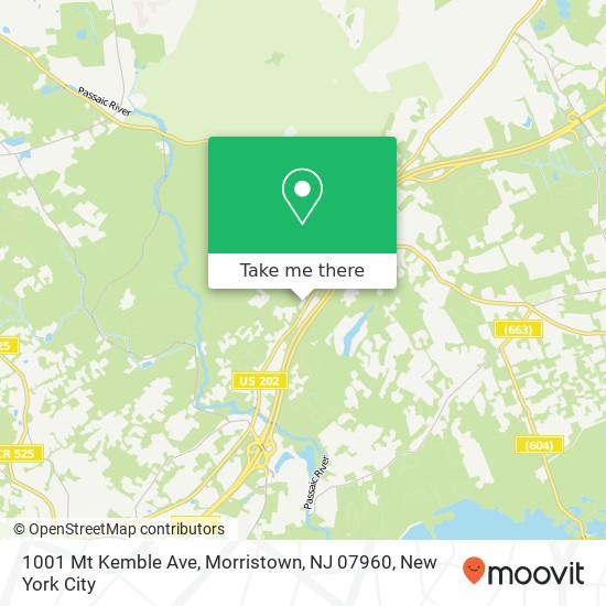 Mapa de 1001 Mt Kemble Ave, Morristown, NJ 07960