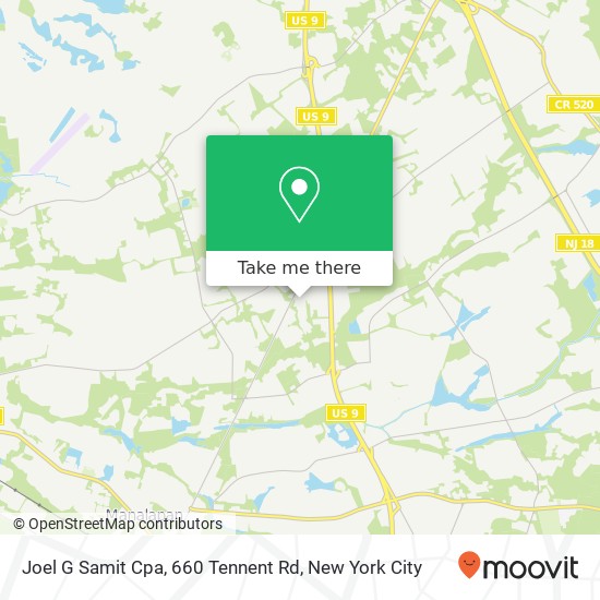 Mapa de Joel G Samit Cpa, 660 Tennent Rd