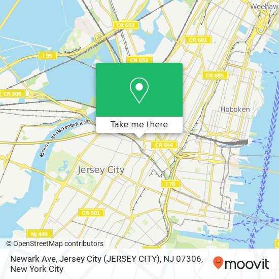 Mapa de Newark Ave, Jersey City (JERSEY CITY), NJ 07306