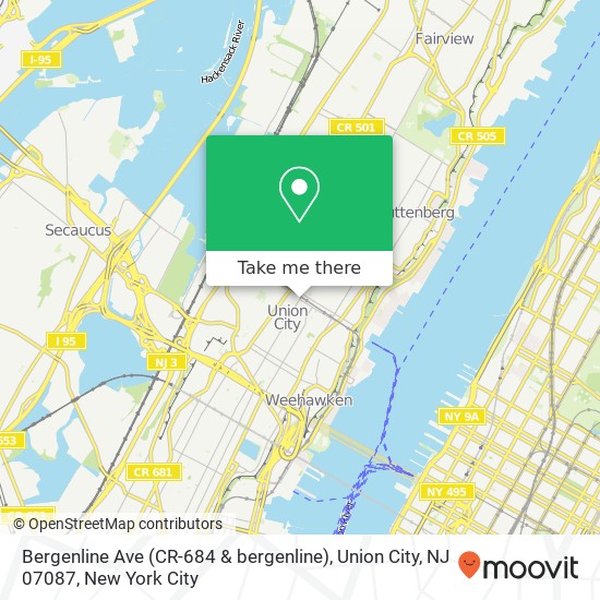 Mapa de Bergenline Ave (CR-684 & bergenline), Union City, NJ 07087