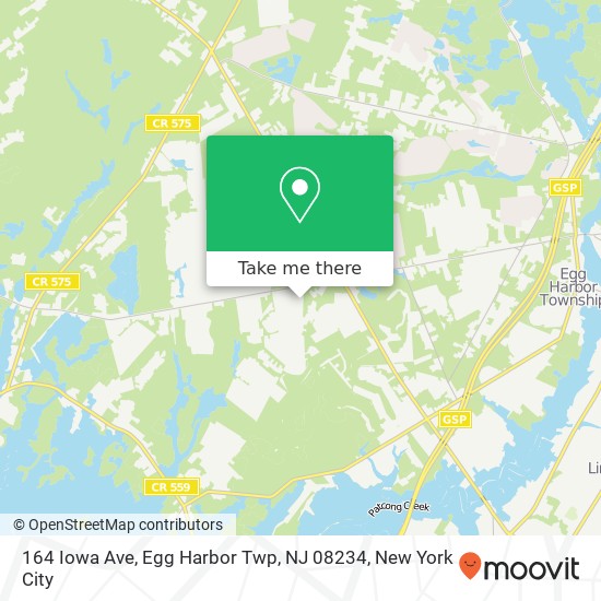 Mapa de 164 Iowa Ave, Egg Harbor Twp, NJ 08234