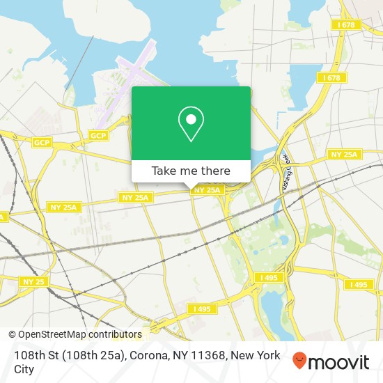 Mapa de 108th St (108th 25a), Corona, NY 11368