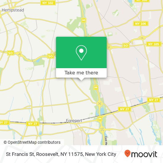 Mapa de St Francis St, Roosevelt, NY 11575