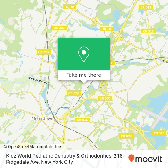 Mapa de Kidz World Pediatric Dentistry & Orthodontics, 218 Ridgedale Ave