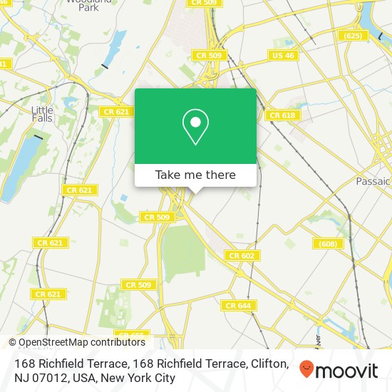168 Richfield Terrace, 168 Richfield Terrace, Clifton, NJ 07012, USA map