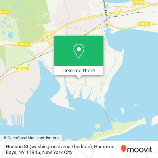 Mapa de Hudson St (washington avenue hudson), Hampton Bays, NY 11946