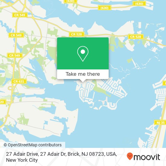 Mapa de 27 Adair Drive, 27 Adair Dr, Brick, NJ 08723, USA