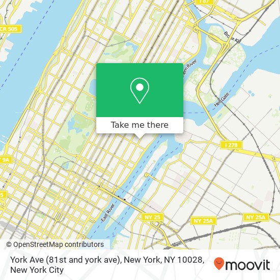 York Ave (81st and york ave), New York, NY 10028 map