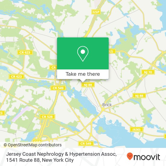 Mapa de Jersey Coast Nephrology & Hypertension Assoc, 1541 Route 88